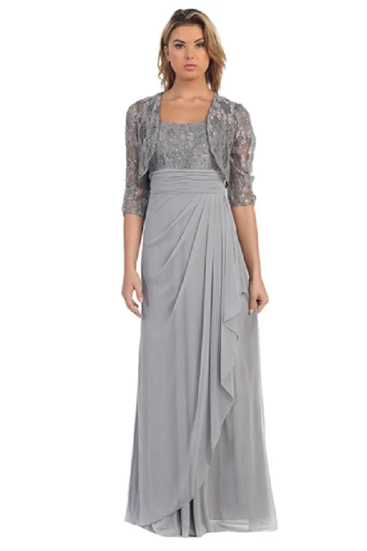 Long Mother of the Bride Lace Chiffon Jacket Dress