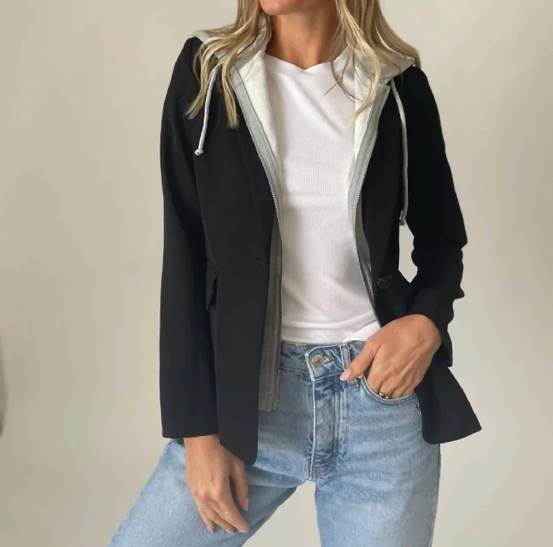 2-In-1 Hooded Drew Blazer In Black