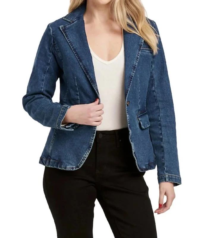 Minah Denim Blazer In Blue Ridge