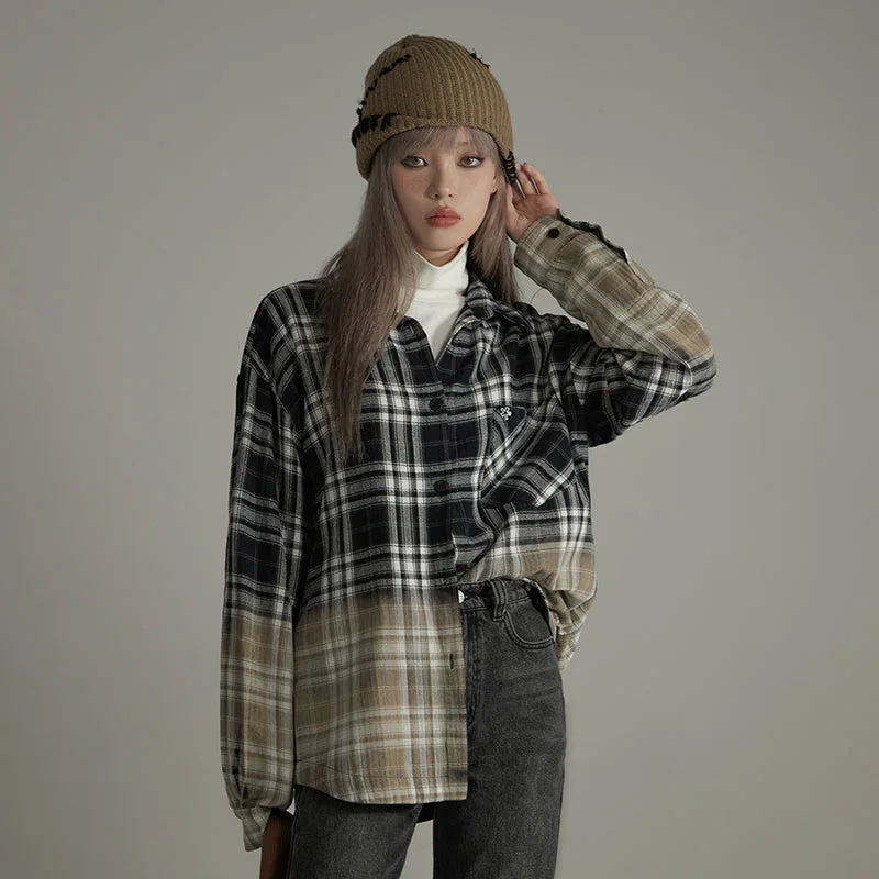 Gradient Check Loose Fit Shirt