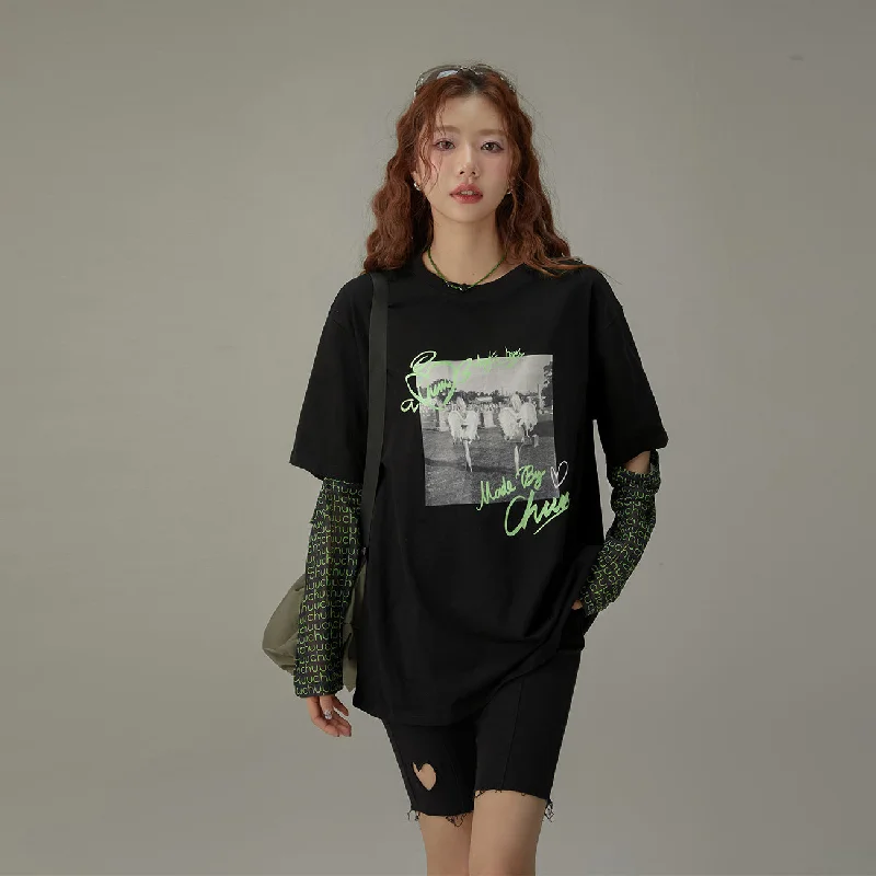 Walking Angels Printed Loose Fit T-Shirt