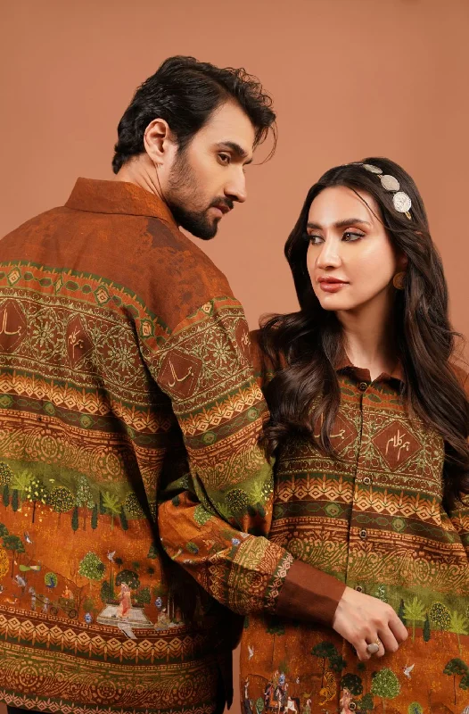 Bagh-e-Mughal Overshirt - Brown & Green