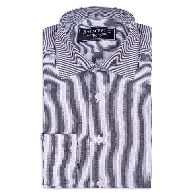 Bespoke - Dark Blue & White Striped Shirt