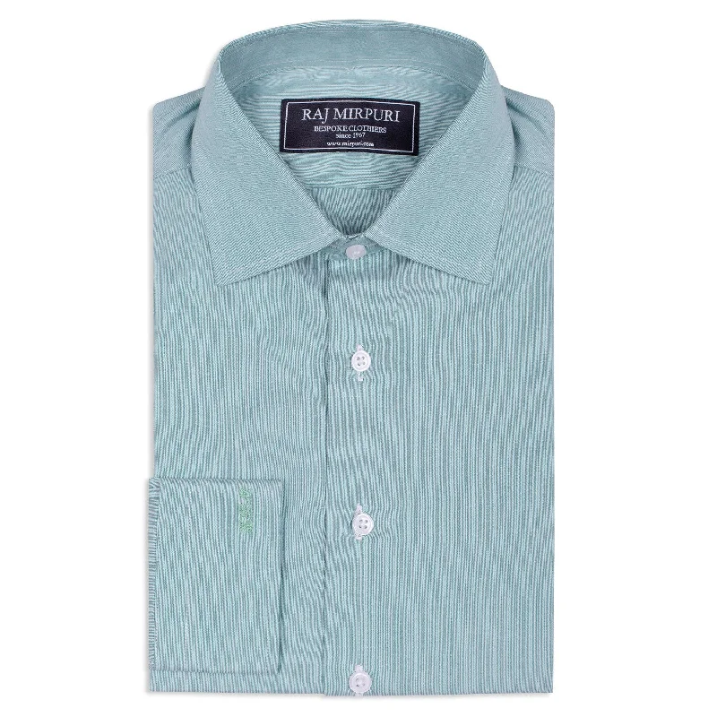 Bespoke - Green & White Hairline Striped Shirt