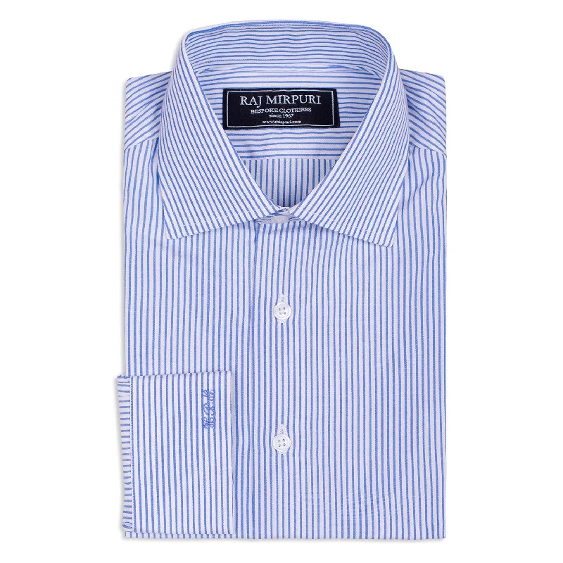 Bespoke - White & Blue Striped Shirt