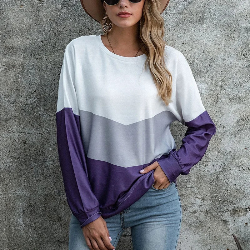 Panel Print Tricolor Long Sleeve T-Shirt