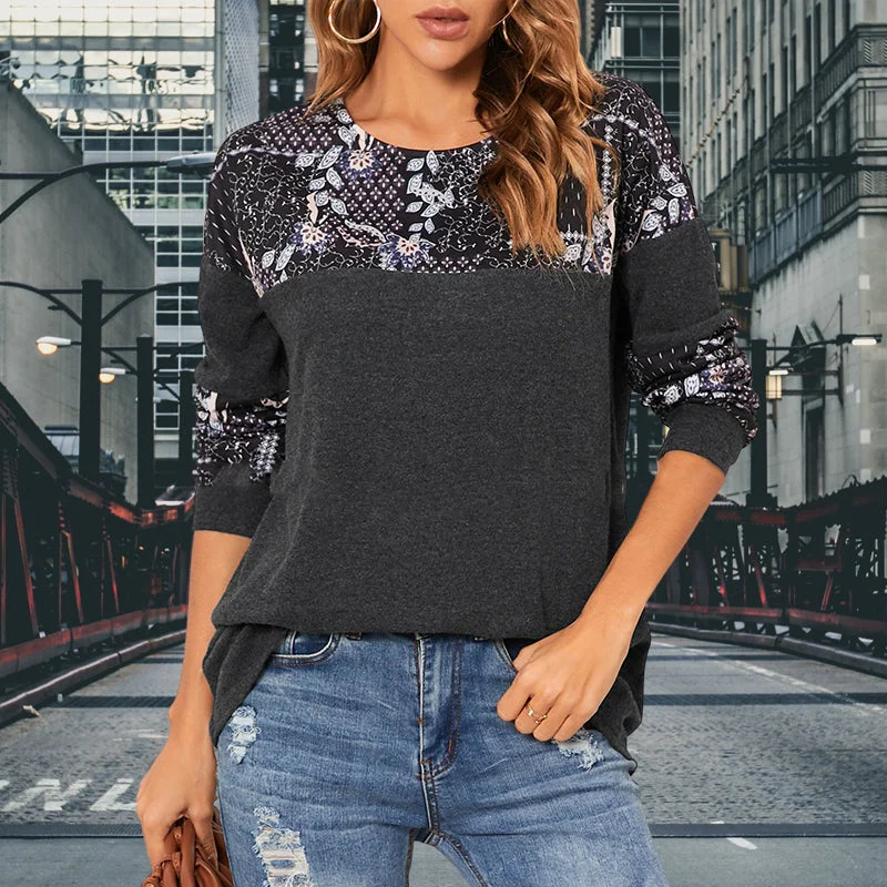 Printed Panel Long Sleeve T-Shirt